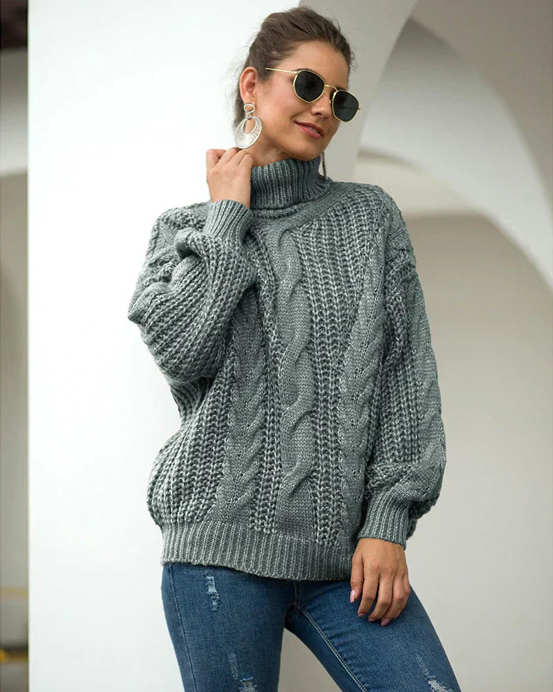 Lara - Cable Knit Turtleneck Sweater