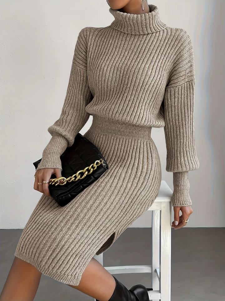 Mahlia – High Neck Knit Dress with Long Sleeves