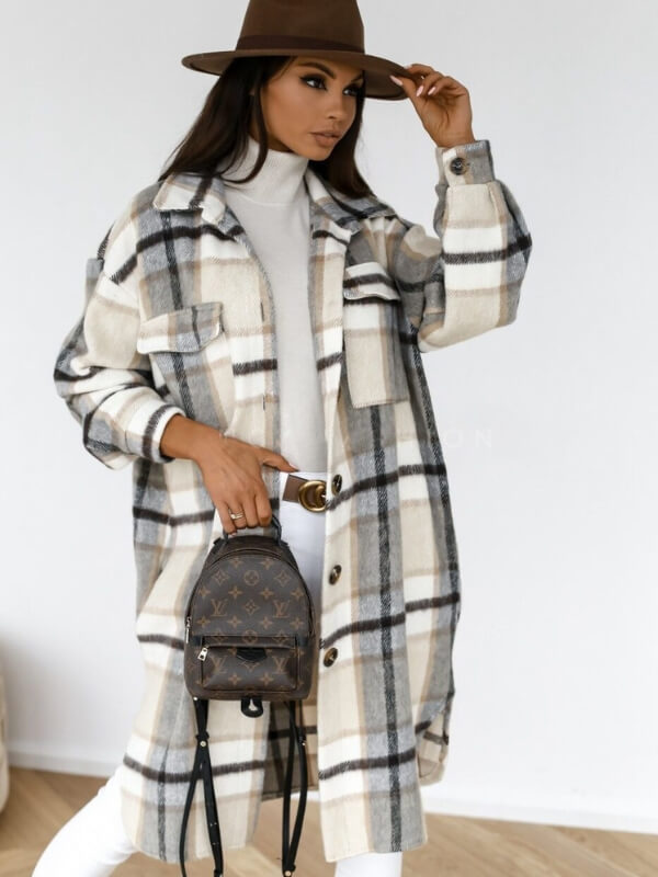 Mila - Cozy Plaid Flannel Long Jacket