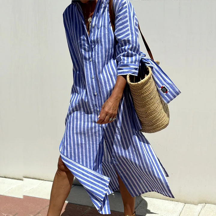 Nora - Elegant striped shirt dress